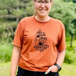 T-shirt Marie crop en bambou rouille pour femme - COUNTRY MUSIC